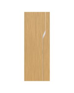 Villar Home Designs Prefinished Natural Wood Veneer Sandy Oak Blossom Wood Door Slab with Glossy Silver Inserts