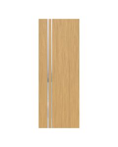 Villar Home Designs Prefinished Natural Wood Veneer Sandy Oak Katty Wood Door Slab with Glossy Silver Inserts