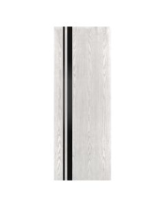 Villar Home Designs Prefinished Natural Wood Veneer White Oak Trinity Wood Door Slab with Matte Black Inserts