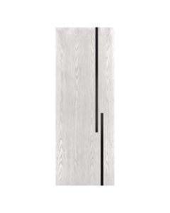 Villar Home Designs Prefinished Natural Wood Veneer White Oak Meeting Wood Door Slab with Matte Black Inserts