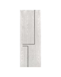 Villar Home Designs Prefinished Natural Wood Veneer White Oak Veronica Wood Door Slab with Matte Black Inserts
