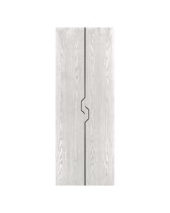 Villar Home Designs Prefinished Natural Wood Veneer White Oak Challenge Wood Door Slab with Matte Black Inserts