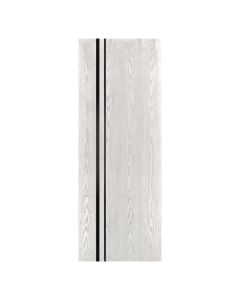 Villar Home Designs Prefinished Natural Wood Veneer White Oak Katty Wood Door Slab with Matte Black Inserts