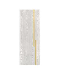 Villar Home Designs Prefinished Natural Wood Veneer White Oak Meeting Wood Door Slab with Matte Gold Inserts