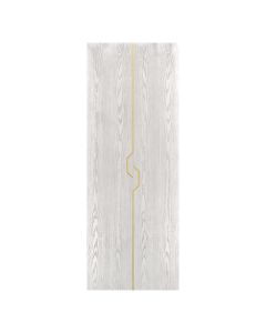 Villar Home Designs Prefinished Natural Wood Veneer White Oak Challenge Wood Door Slab with Matte Gold Inserts