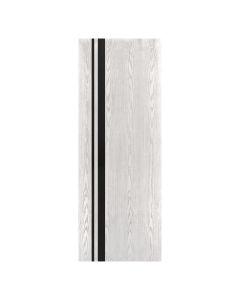 Villar Home Designs Prefinished Natural Wood Veneer White Oak Trinity Wood Door Slab with Glossy Black Inserts