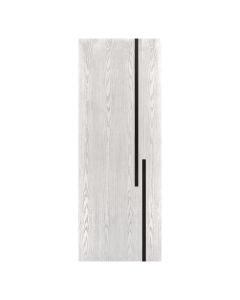 Villar Home Designs Prefinished Natural Wood Veneer White Oak Meeting Wood Door Slab with Glossy Black Inserts
