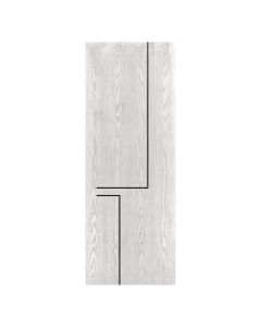 Villar Home Designs Prefinished Natural Wood Veneer White Oak Veronica Wood Door Slab with Glossy Black Inserts