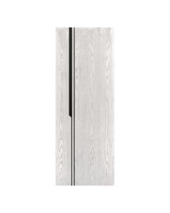 Villar Home Designs Prefinished Natural Wood Veneer White Oak Ariana Wood Door Slab with Glossy Black Inserts
