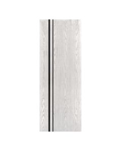 Villar Home Designs Prefinished Natural Wood Veneer White Oak Katty Wood Door Slab with Glossy Black Inserts