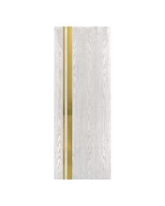 Villar Home Designs Prefinished Natural Wood Veneer White Oak Trinity Wood Door Slab with Glossy Gold Inserts