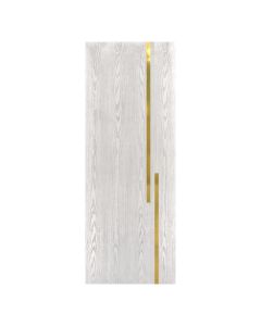 Villar Home Designs Prefinished Natural Wood Veneer White Oak Meeting Wood Door Slab with Glossy Gold Inserts