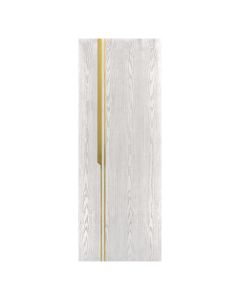 Villar Home Designs Prefinished Natural Wood Veneer White Oak Ariana Wood Door Slab with Glossy Gold Inserts