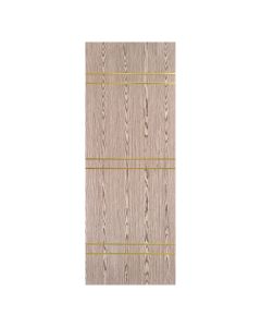Villar Home Designs Prefinished Natural Wood Veneer Dark Oak Height Wood Door Slab with Gold Lines