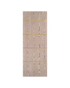 Villar Home Designs Prefinished Natural Wood Veneer Dark Oak Calm Wood Door Slab with Gold Lines