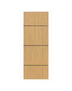 Villar Home Designs Prefinished Natural Wood Veneer Sandy Oak Orion Wood Door Slab with Black Lines