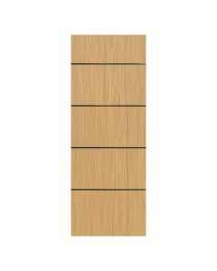 Villar Home Designs Prefinished Natural Wood Veneer Sandy Oak Calm Wood Door Slab with Black Lines