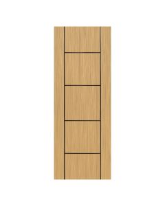 Villar Home Designs Prefinished Natural Wood Veneer Sandy Oak Crossroad Wood Door Slab with Black Lines