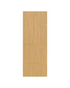 Villar Home Designs Prefinished Natural Wood Veneer Sandy Oak Orion Wood Door Slab with Gold Lines