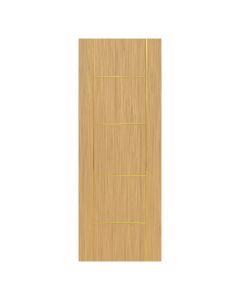 Villar Home Designs Prefinished Natural Wood Veneer Sandy Oak Crossroad Wood Door Slab with Gold Lines