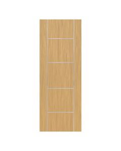 Villar Home Designs Prefinished Natural Wood Veneer Sandy Oak Crossroad Wood Door Slab with Silver Lines