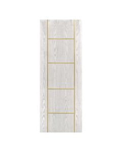 Villar Home Designs Prefinished Natural Wood Veneer White Oak Crossroad Wood Door Slab with Gold Lines