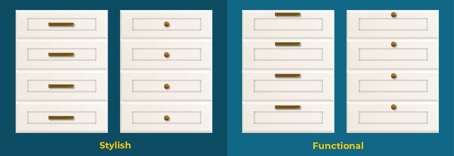 Kitchen paneled drawers stylish and functional hardware placement