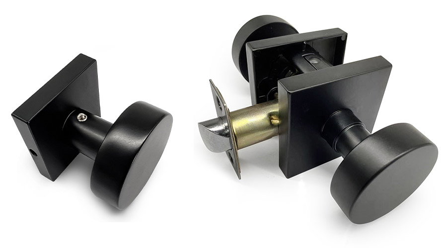single and double black door knob