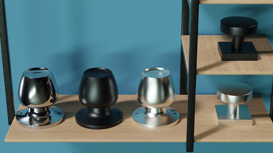 door knobs on shelves