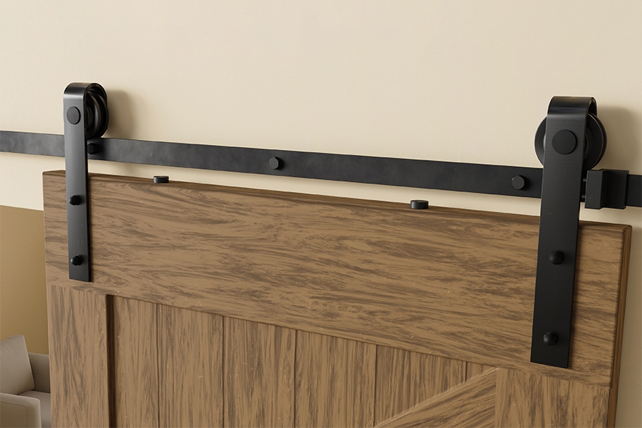 Barn door style heavy-duty door hardware
