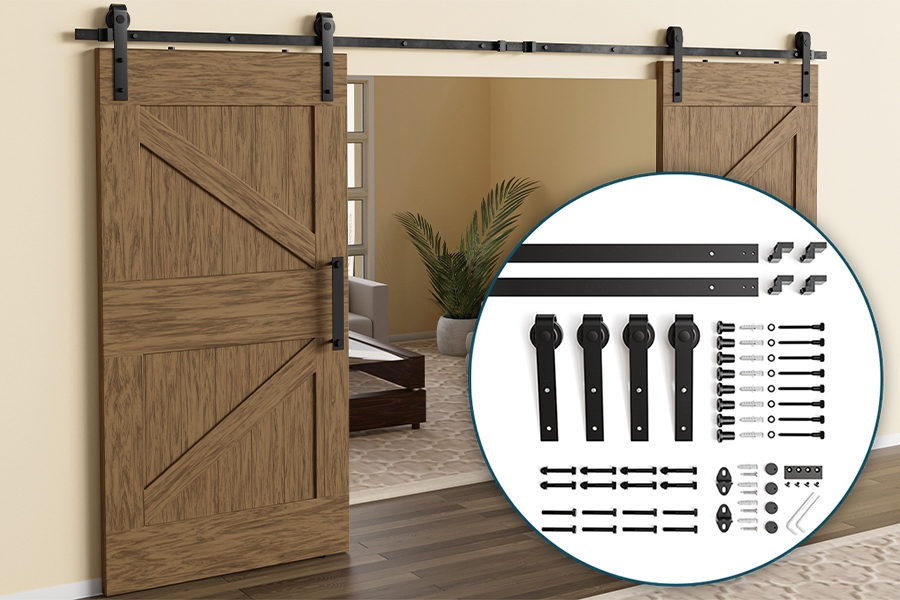 Heavy-duty sliding door hardware kit